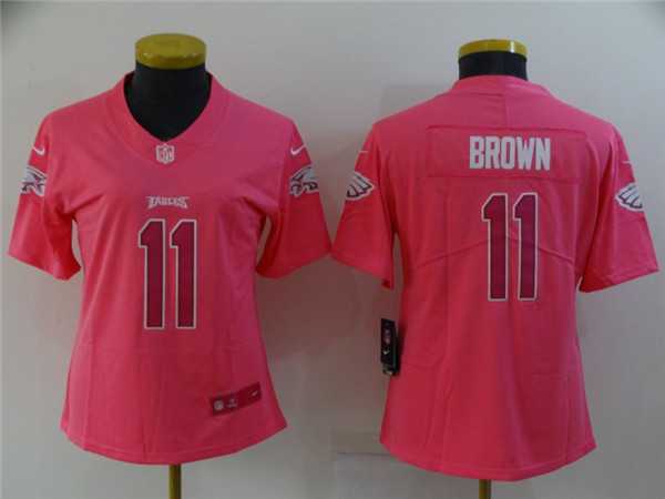 Women%27s Philadelphia Eagles #11 A. J. Brown Pink Stitched Football Jersey->women nfl jersey->Women Jersey